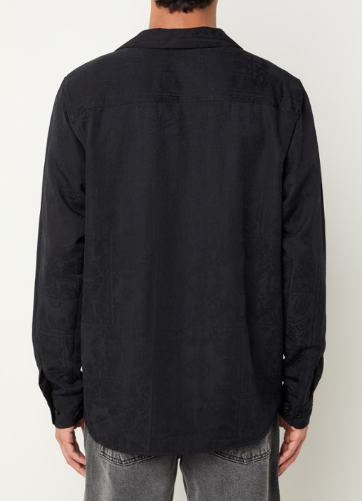 Les Deux Jasper regular fit overhemd met jacquard dessin - achterkant 3 zwart
