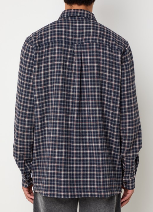 Les Deux John comfort fit overhemd met ruitdessin  - achterkant donkerblauw