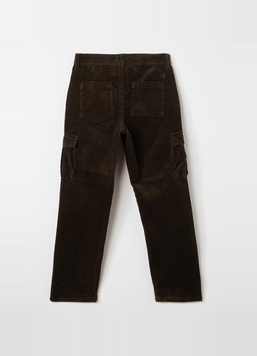 Les Deux Kai straight fit broek van corduroy - voorkant 2 donkerbruin