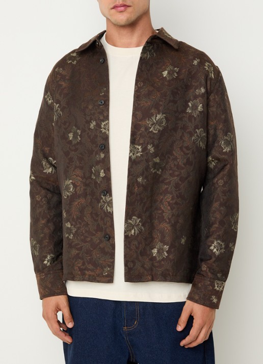 Les Deux Kaleb regular fit overshirt met jacquard dessin