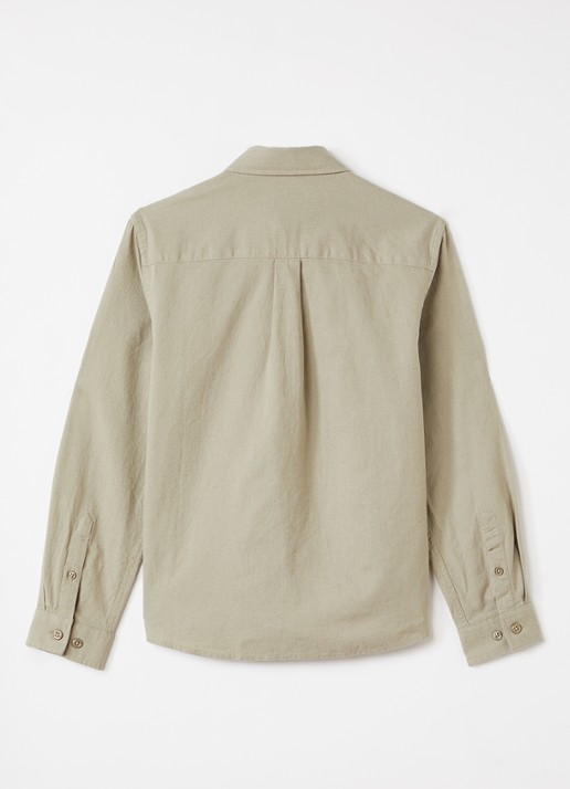Les Deux Konrad overhemd in linnenblend - voorkant 3 khaki