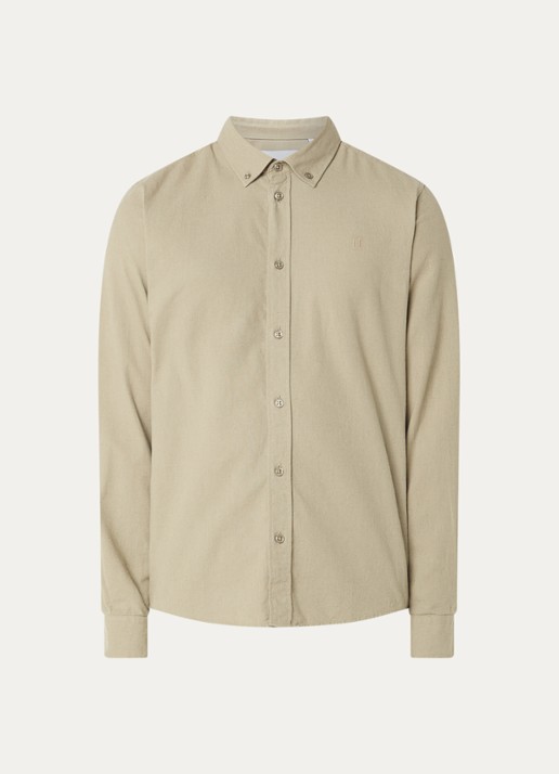 Les Deux Konrad regular fit overhemd in linnenblend - voorkant 3 khaki