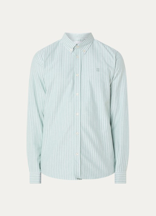 Les Deux Konrad regular fit overhemd met streepprint  - voorkant 2 groen