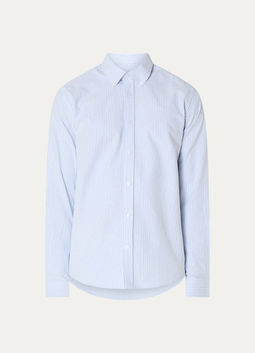 Les Deux Konrad regular fit overhemd met streepprint - voorkant blauwgrijs