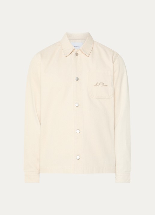 Les Deux Layton regular fit overshirt met borstzak en borduring - voorkant creme