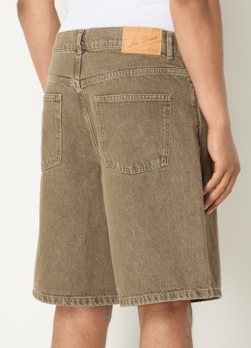 Les Deux Loose fit korte broek van denim met steekzakken - achterkant lichtbruin