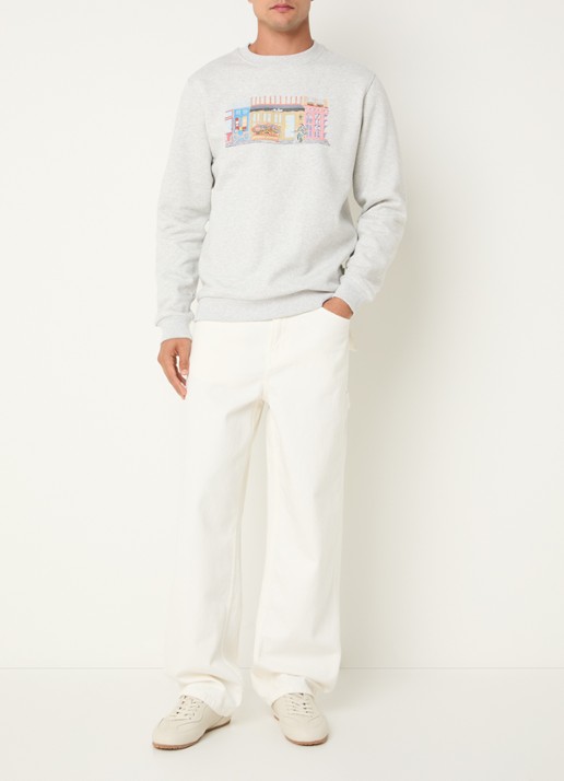 Les Deux Market sweater met print - voorkant 2 grijsmele