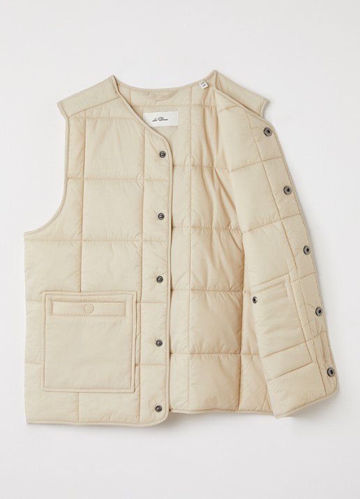 Les Deux Matt bodywarmer met quilt patroon - voorkant 3 beige
