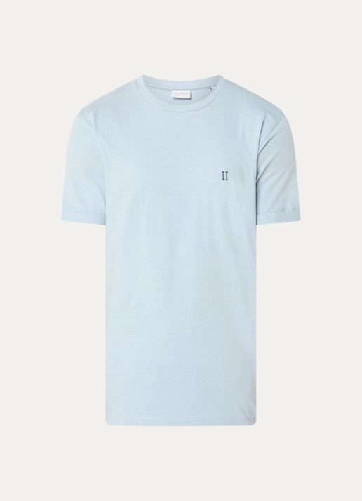 Les Deux Norregaard T-shirt met logoborduring - voorkant 3 lichtblauw