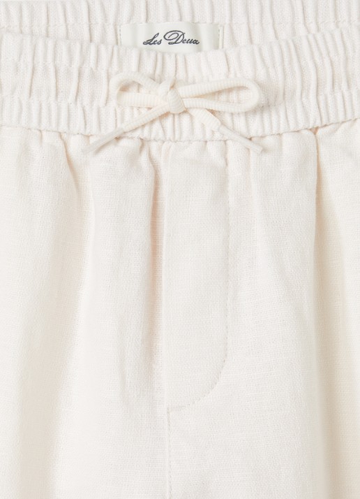 Les Deux Patrick straight fit pantalon in linnenblend - detail 3 cranberryrood