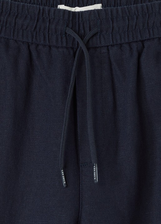 Les Deux Patrick straight fit pantalon in linnenblend - detail donkerblauw