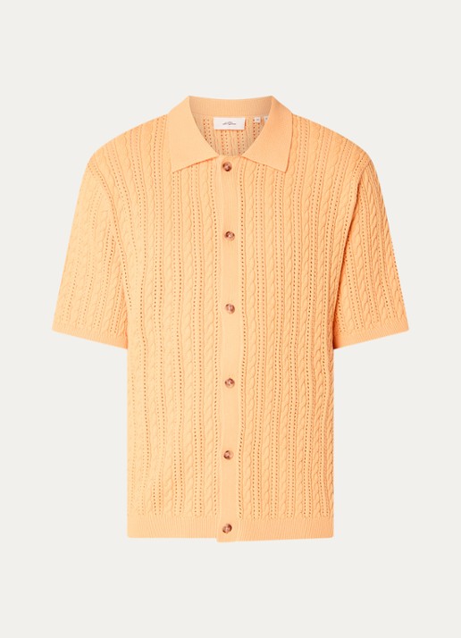 Les Deux Regular fit overhemd met structuur - voorkant orange