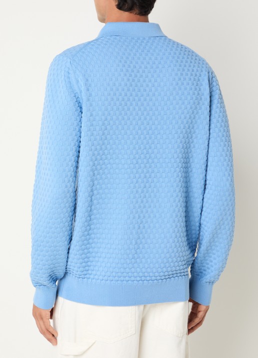 Les Deux Regular fit polo met structuur - achterkant 4 lichtblauw