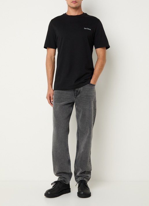 Les Deux Ryder straight fit jeans met gekleurde wassing - voorkant 5 middengrijs