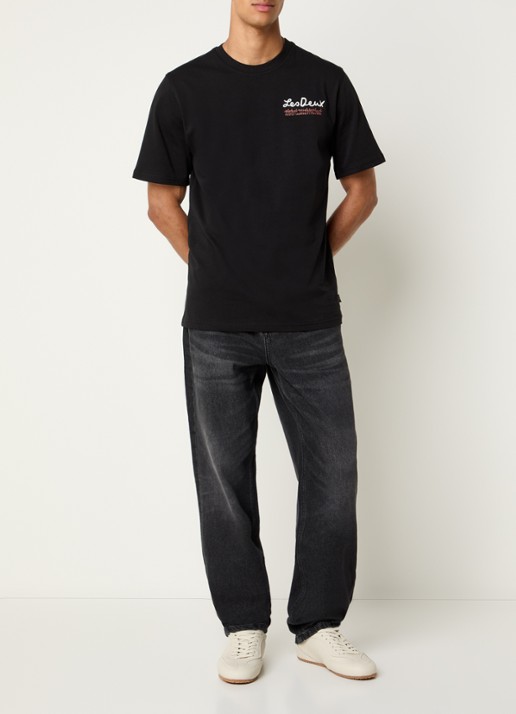 Les Deux Ryder straight leg jeans met gekleurde wassing - voorkant 5 zwart