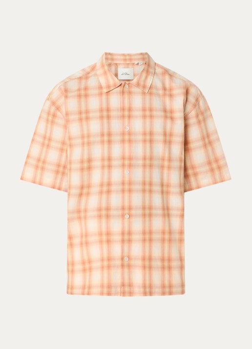 Les Deux Shadowcheck regular fit overhemd met ruitdessin - voorkant 2 orange