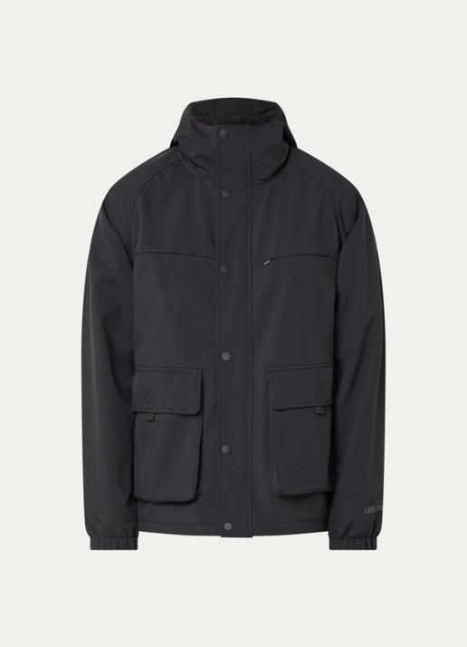 Les Deux Softshell jack met capuchon - voorkant 3 zwart