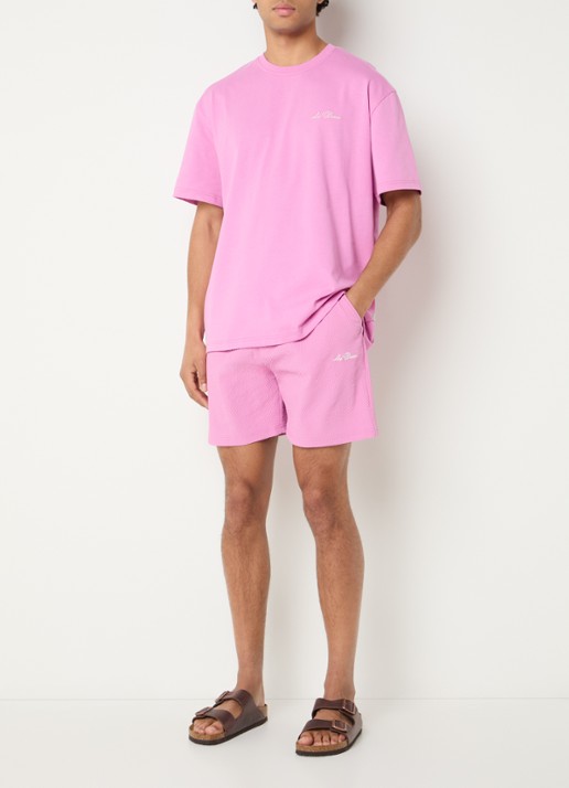 Les Deux Stan zwemshorts met logo en steekzakken - voorkant 3 roze