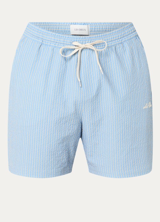 Les Deux Stan zwemshorts met streepprint en steekzakken - voorkant 2 lichtblauw