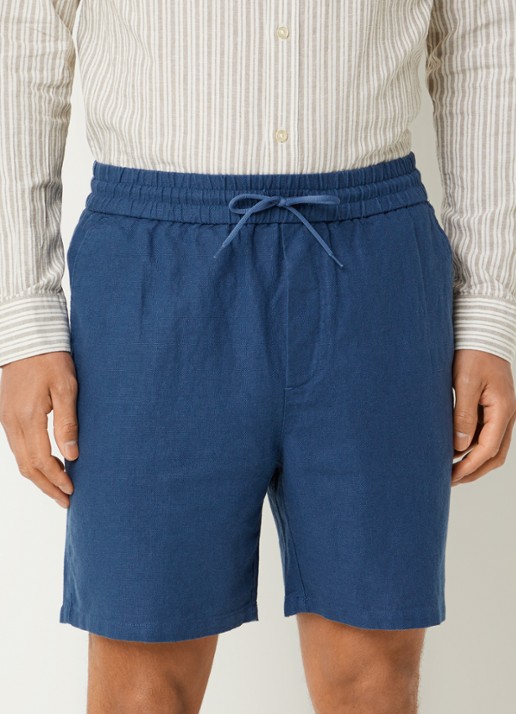 Les Deux Straight fit korte broek in linnenblend met steekzakken