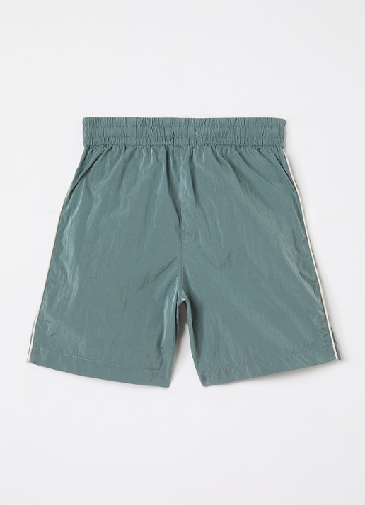 Les Deux Straight fit korte trackpants met logo - voorkant 2 olijfgroen
