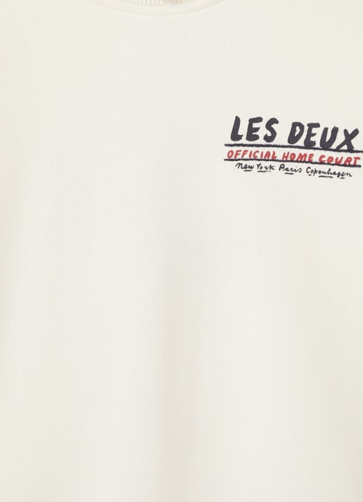 Les Deux Sweater met logo- en backprint - detail gebroken wit