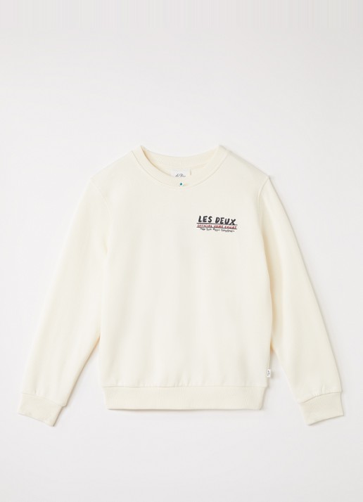 Les Deux Sweater met logo- en backprint - voorkant 2 gebroken wit