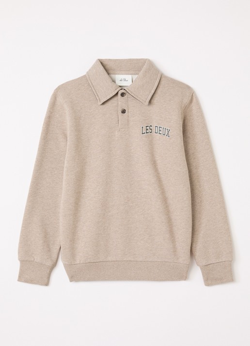 Les Deux Sweater met logo - voorkant 2 donkerbeige