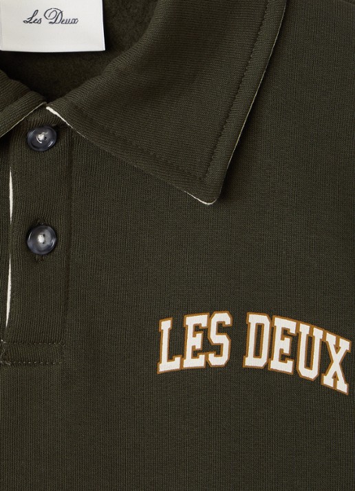 Les Deux Sweater met logo - detail legergroen