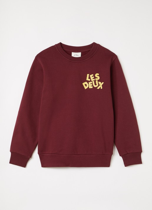 Les Deux Sweater met logo - voorkant bordeauxrood