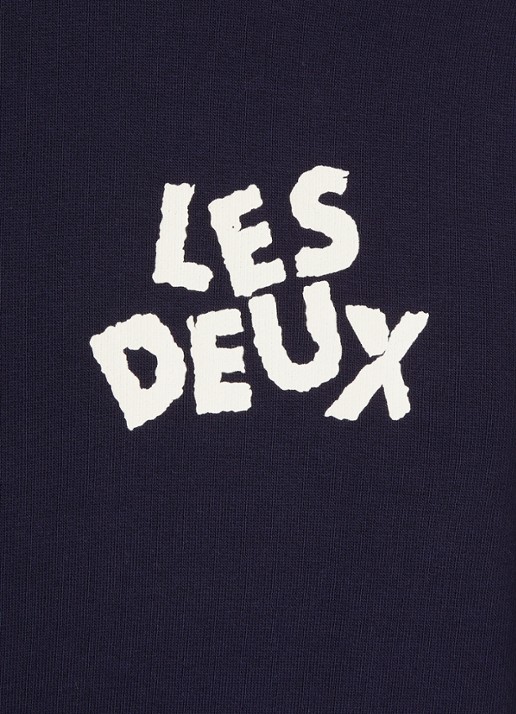 Les Deux Sweater met logo - detail donkerblauw