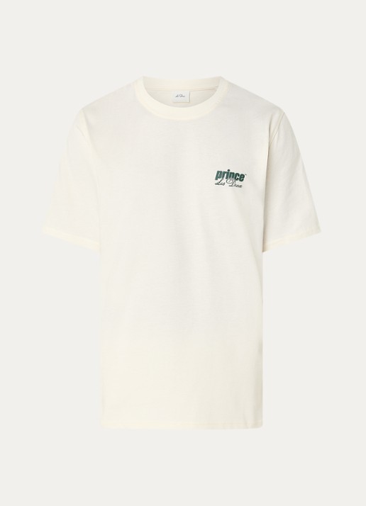 Les Deux T-shirt met logo- en backprint - voorkant gebroken wit