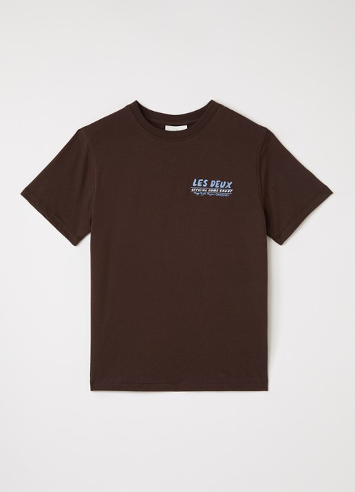 Les Deux T-shirt met logo- en backprint