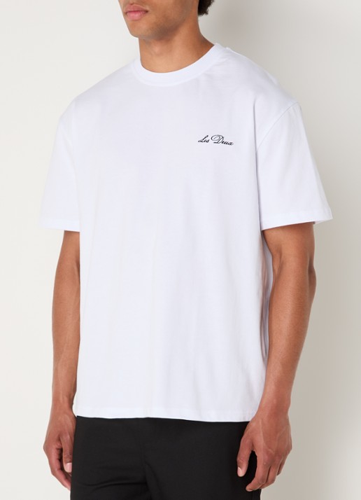 Les Deux T-shirt met logoborduring - detail 2 wit