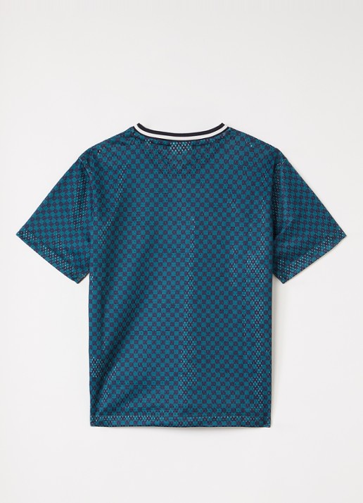 Les Deux T-shirt van mesh met ruitdessin en logoborduring - voorkant 2 groen