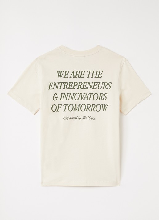 Les Deux Tomorrow T-shirt met logo- en backprint - voorkant 2 ivoor