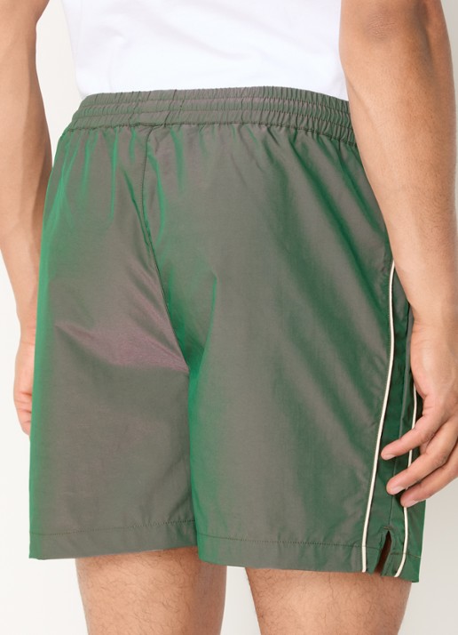 Les Deux Wide fit korte broek met logo - achterkant 4 groen