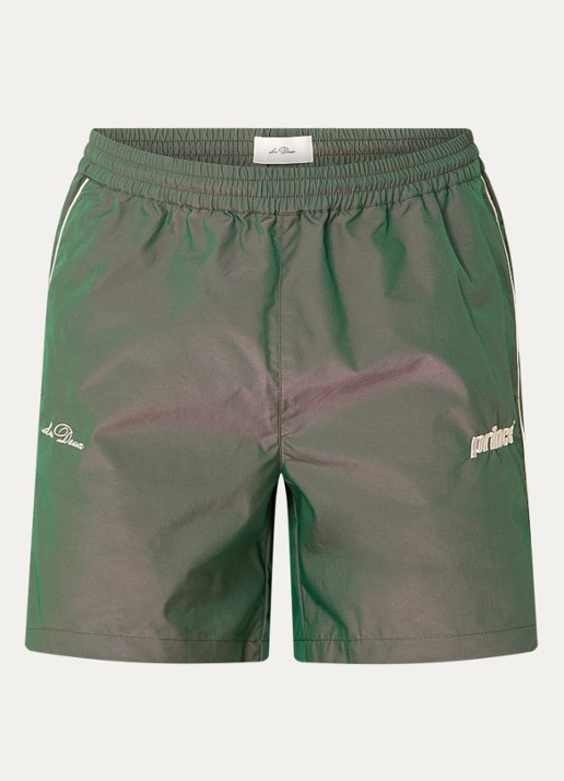 Les Deux Wide fit korte broek met logo - voorkant groen