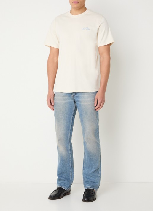 Les Deux Wild Flower T-shirt met logoborduring en backprint - voorkant 4 gebroken wit
