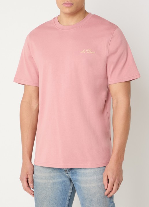 Les Deux Wild Flower T-shirt met logoborduring en backprint - achterkant 4 zalmroze