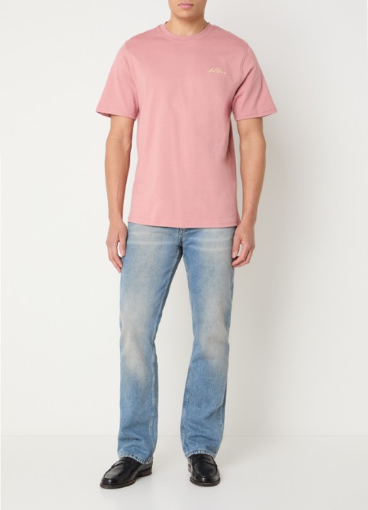 Les Deux Wild Flower T-shirt met logoborduring en backprint - voorkant 3 zalmroze