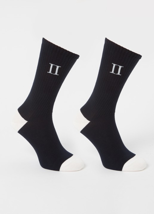 Les Deux William sokken in  katoenblend in 2-pack - voorkant donkerblauw
