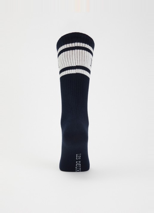 Les Deux William sportsokken met logo in 2-pack - voorkant 3 donkerblauw