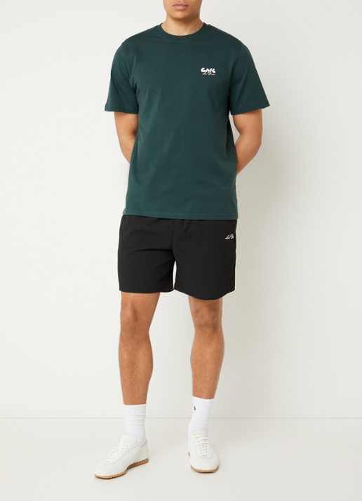 Les Deux Zwemshorts met logo en structuur - voorkant 4 zwart