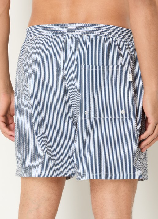 Les Deux zwemshorts met streepprint en steekzakken - achterkant 4 donkerblauw