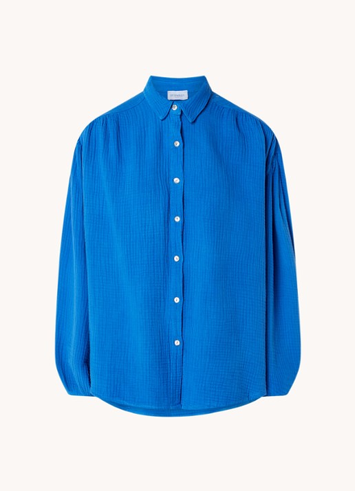 Les Jumelles Abigail blouse met structuur - voorkant 2 royalblauw