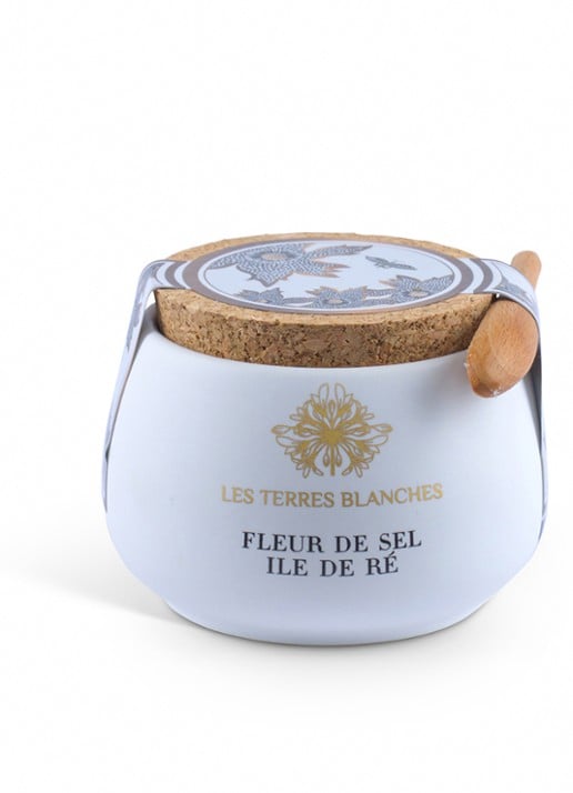 Les Terres Blanches Fleur de Sel Ile de Ré zeezoutvlokken met lepel 100 gram