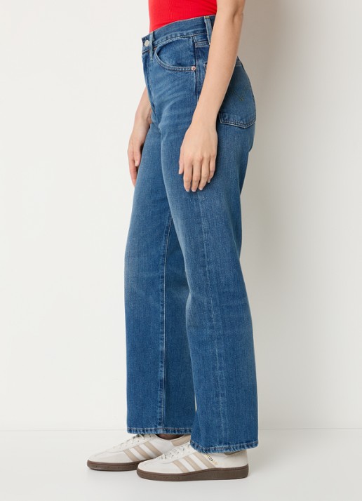 Levi's 1950S 701 high waist straight leg jeans met medium wassing - detail 2 indigo