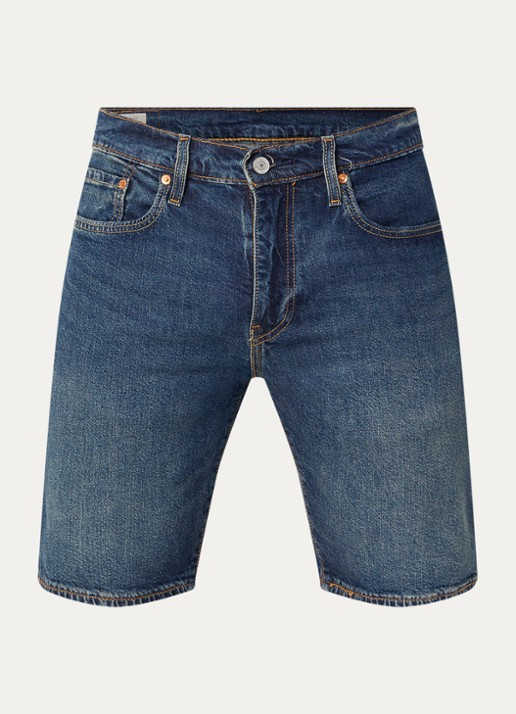 Levi's 405 slim fit korte broek van denim met donkere wassing - voorkant 2 indigo
