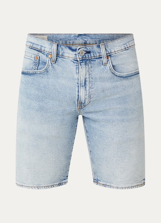 Levi's 405 slim fit korte broek van denim met lichte wassing - voorkant 2 lichtblauw